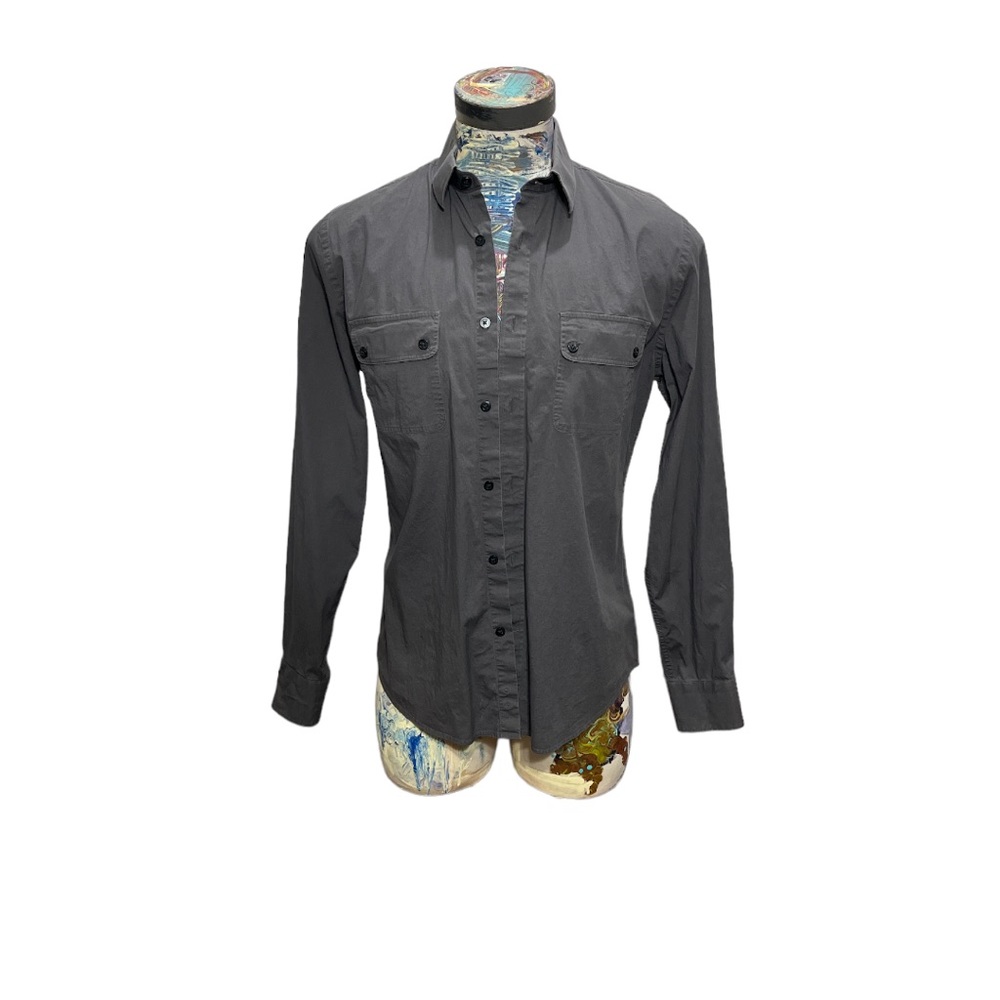 Express Men’s long and short sleeve gray button up collared shirt. Large